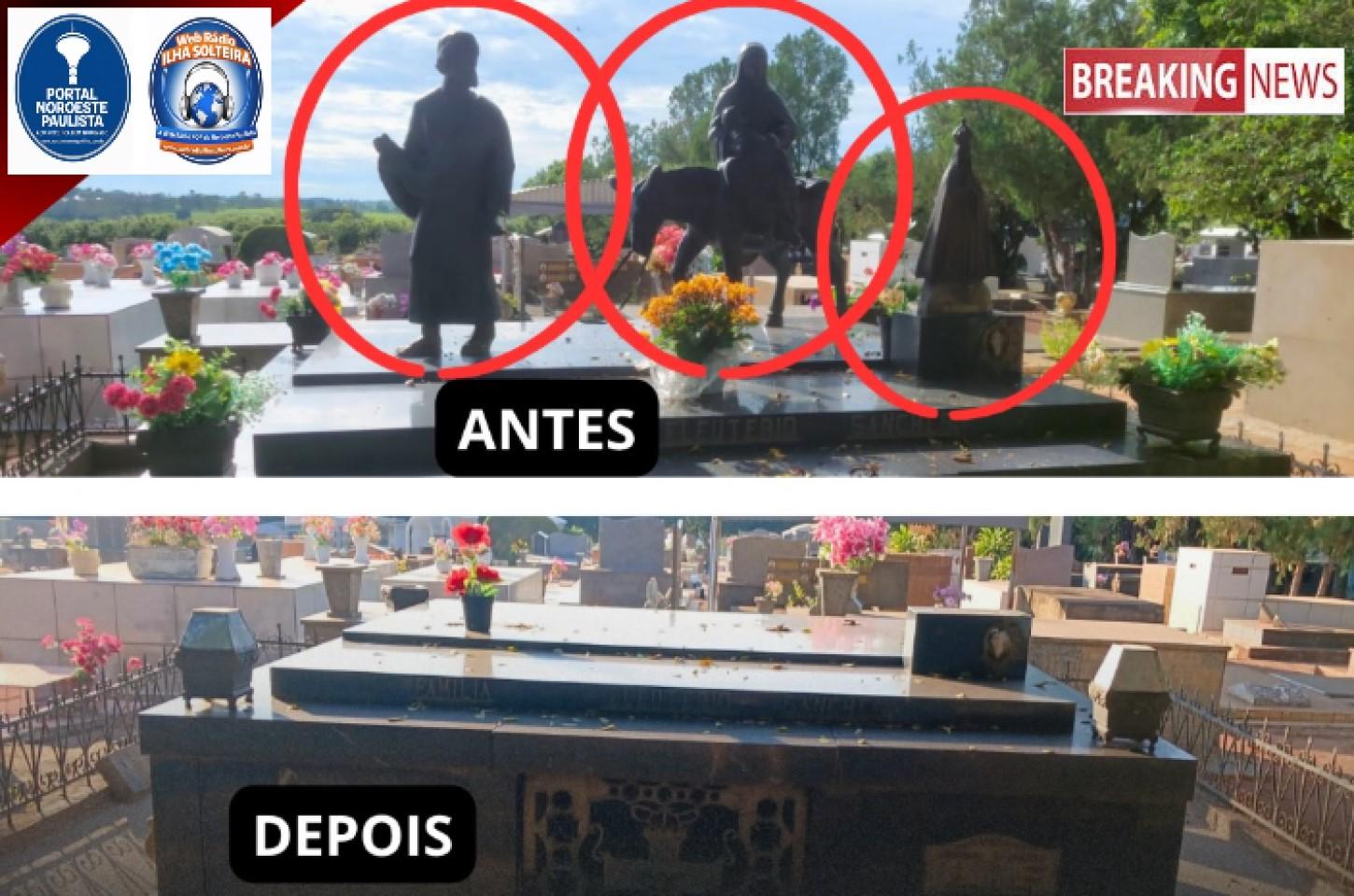 Vandalismo e furtos em cemitério de Mirandópolis causam revolta em famílias