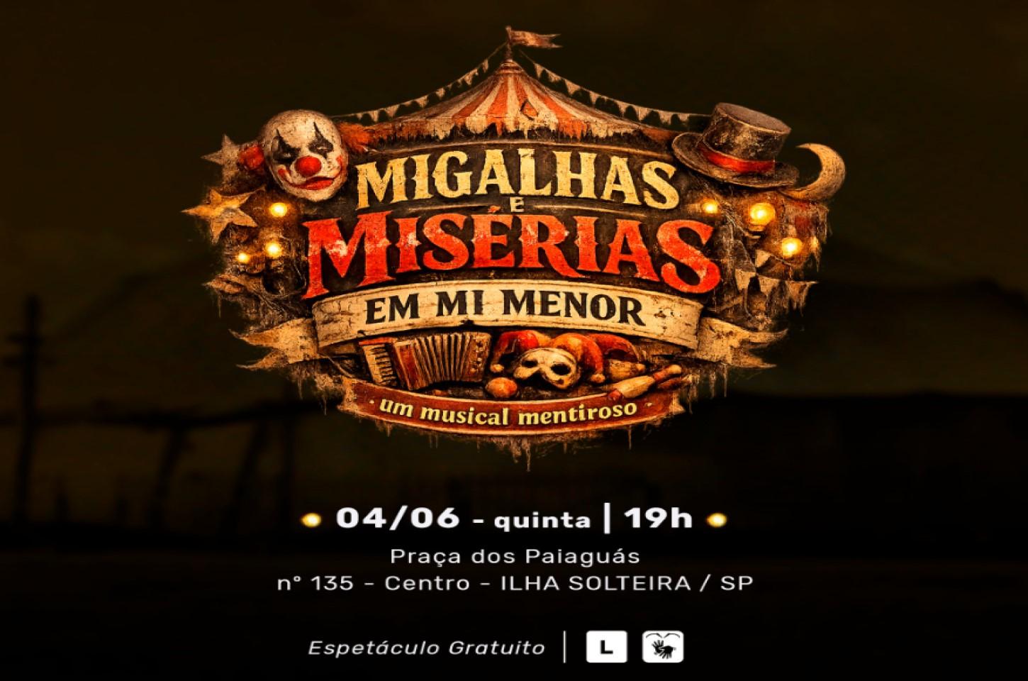 ESPETÁCULO GRATUITO DA CIA. ARTE DAS ÁGUAS LEVA HUMOR, MÚSICA CAIPIRA E CRÍTICA SOCIAL À PRAÇA DOS PAIAGUÁS