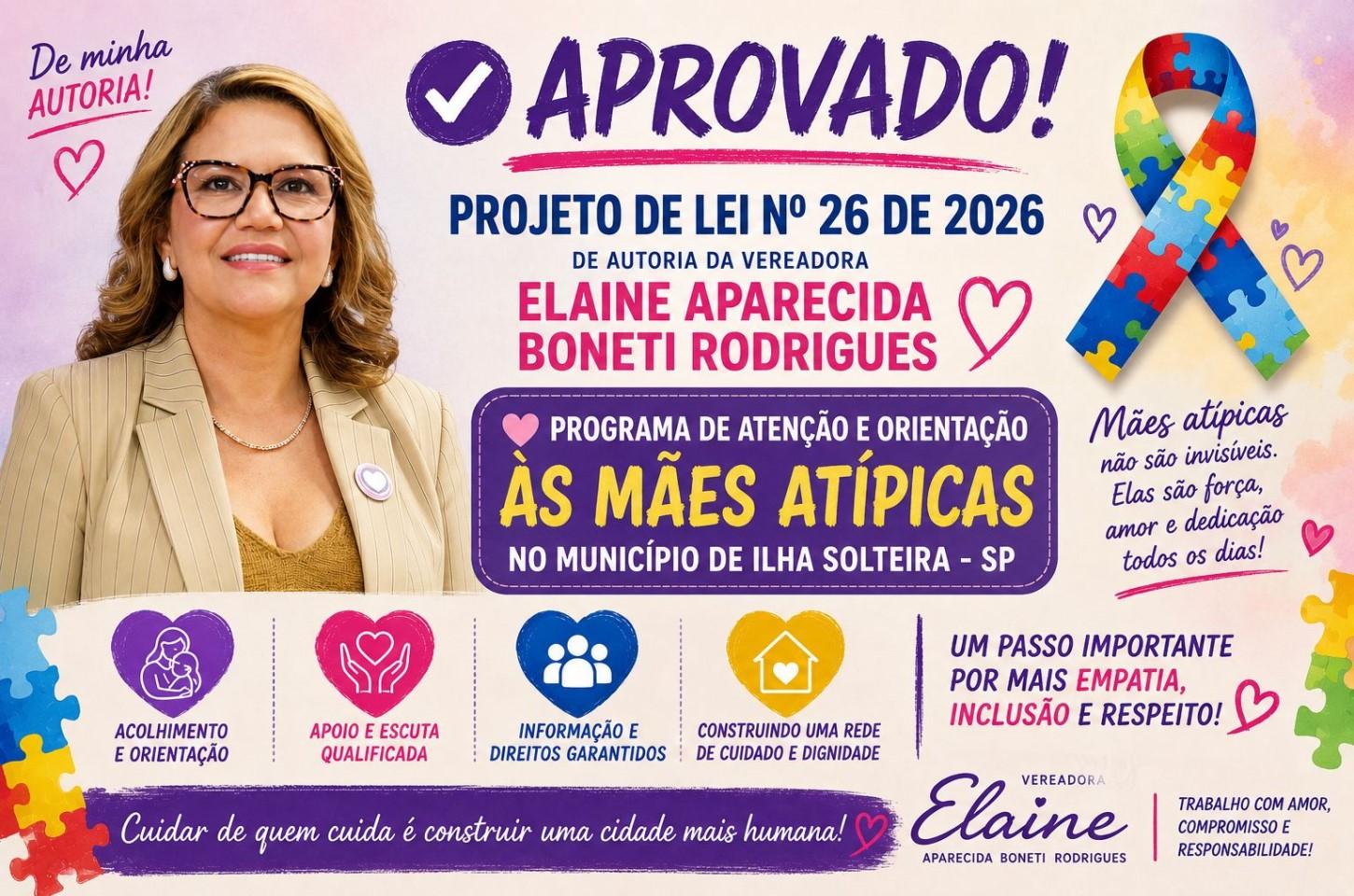 Projeto que cria programa de apoio às mães atípicas é aprovado em Ilha Solteira