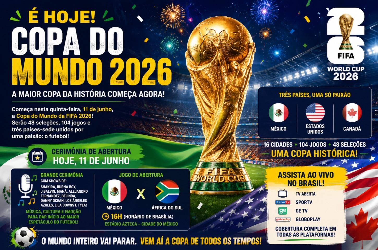 Copa do Mundo de 2026 começa nesta quinta-feira com cerimônia histórica e jogo de abertura no México