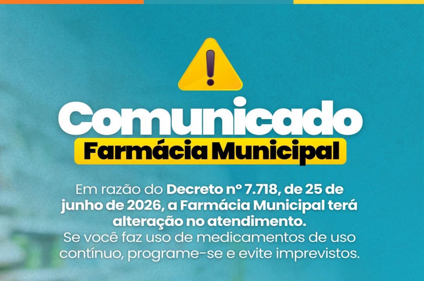 Farmácia Municipal de Ilha Solteira terá alteração no atendimento no dia 29 de junho