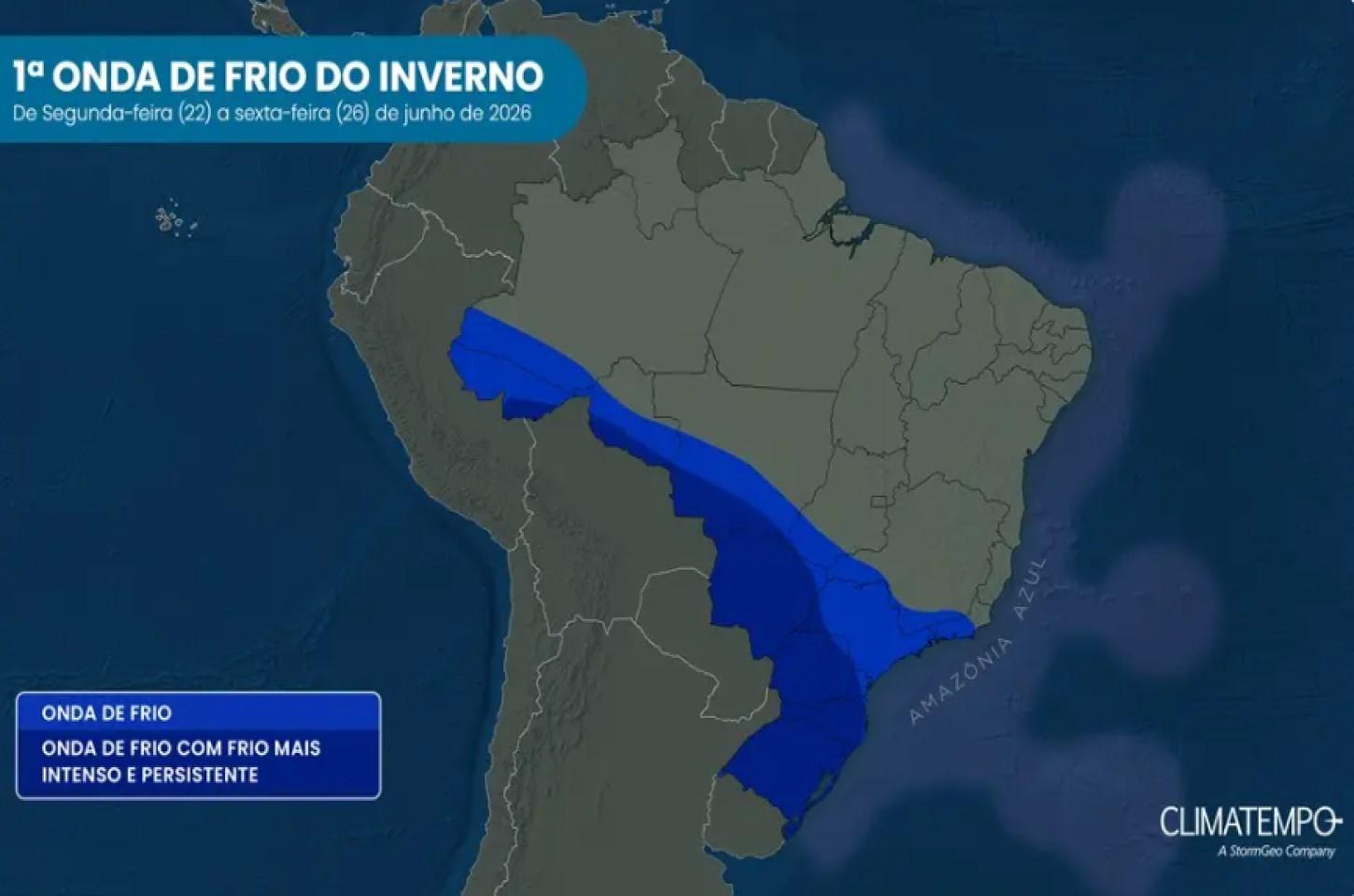 Inverno 2026 começa com frente fria intensa, chuva e possibilidade de neve no Sul do Brasil