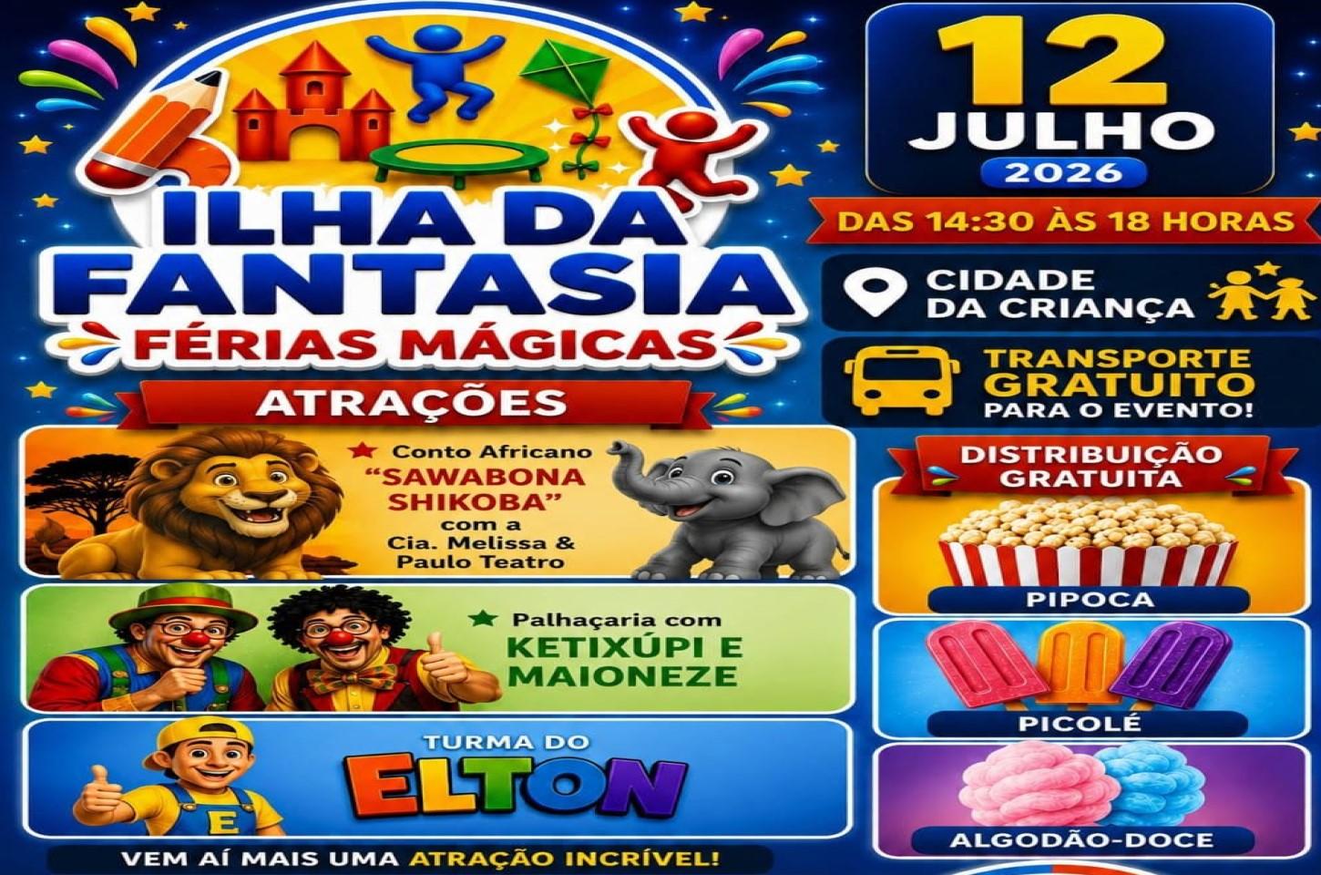 Ilha da Fantasia leva cultura, lazer e diversão gratuita para crianças em Ilha Solteira neste domingo
