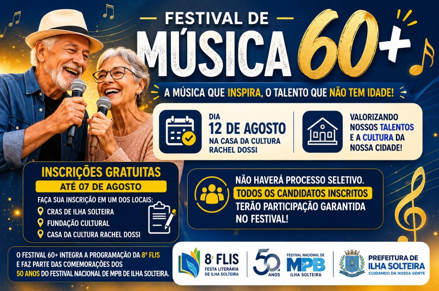 Ilha Solteira abre inscrições para o Festival de Música 60+ com premiação de até R$ 2 mil