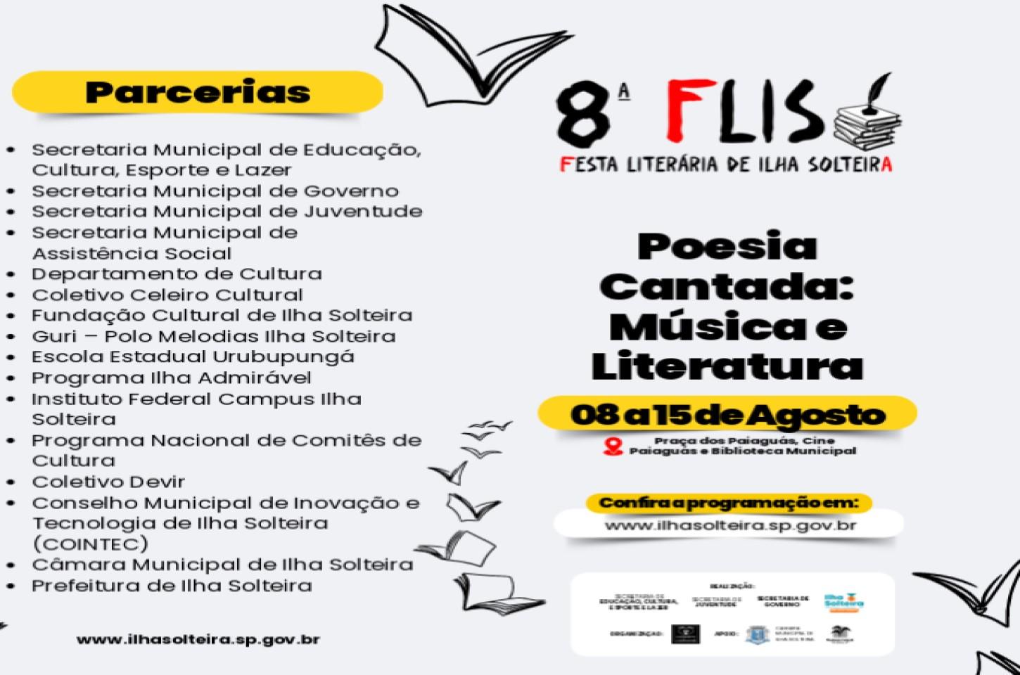 8ª FLIS reúne literatura, música, teatro e diversas atrações gratuitas em Ilha Solteira