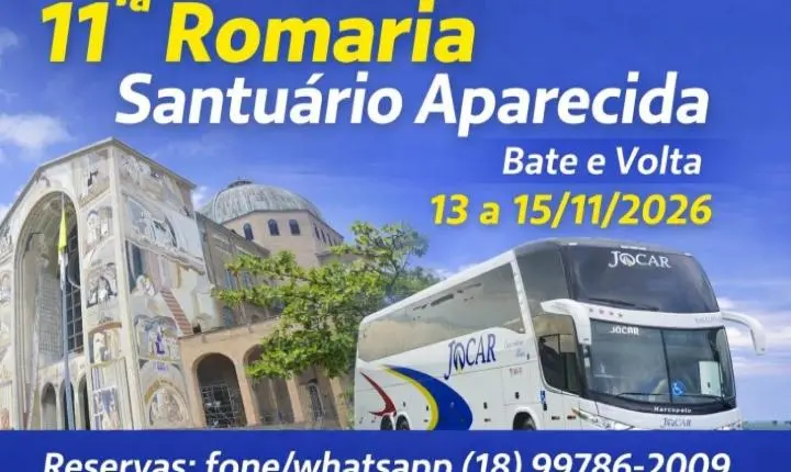 13 a 15/11/2026 - Excursão Santuário de Aparecida