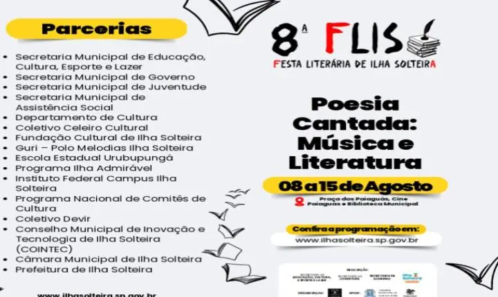 8ª FLIS reúne literatura, música, teatro e diversas atrações gratuitas em Ilha Solteira