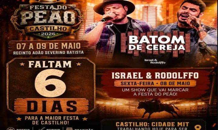 Castilho entra na contagem regressiva para mais uma Festa do Peão edição 2026 com grandes shows e tradição do rodeio