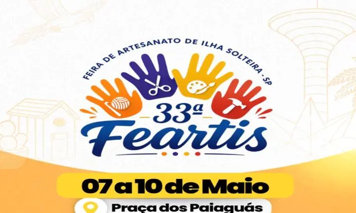 Começa hoje a 33ª Feira de Artesanato de Ilha Solteira com música, gastronomia e dezenas de expositores na Praça dos Paiaguás