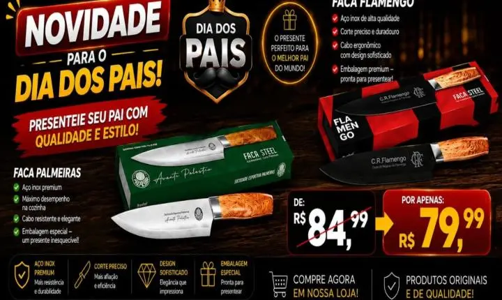 FACA AÇO INOX TEMA TIMES