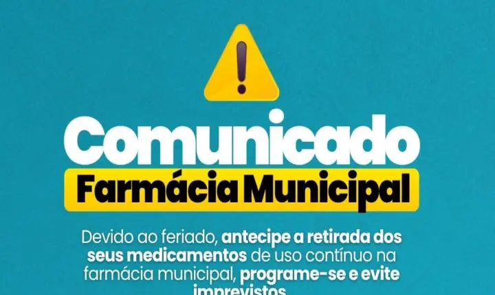 Farmácia Municipal de Ilha Solteira terá alteração no atendimento durante o feriado