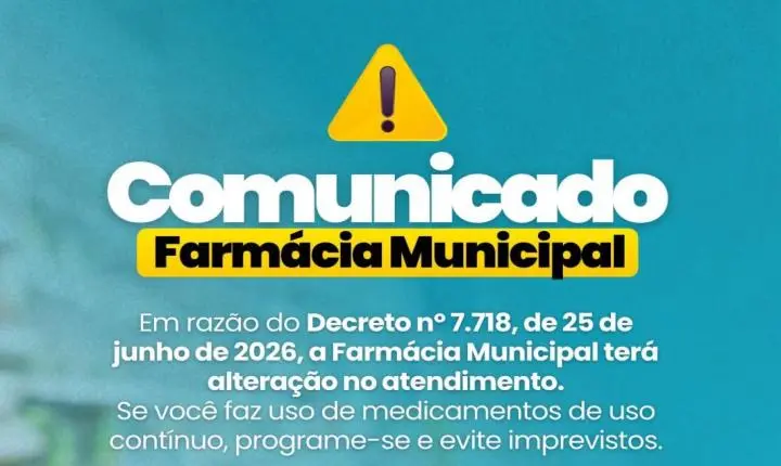 Farmácia Municipal de Ilha Solteira terá alteração no atendimento no dia 29 de junho