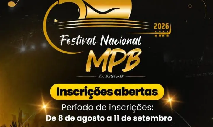 Inscrições para o 50º Festival Nacional de MPB de Ilha Solteira começam neste sábado