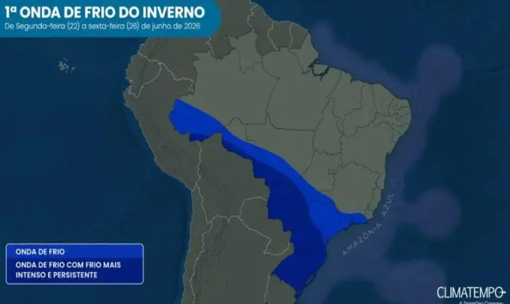 Inverno 2026 começa com frente fria intensa, chuva e possibilidade de neve no Sul do Brasil