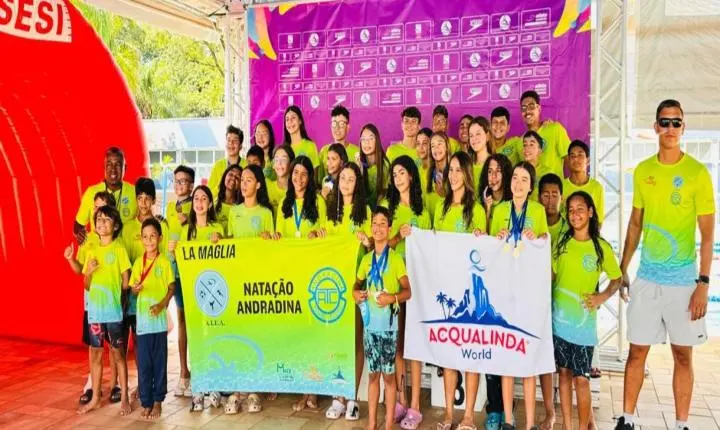 Natação de Andradina brilha em torneio regional com 100 medalhas