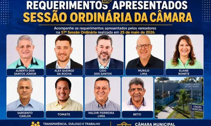 Requerimentos da 57ª Sessão Ordinária são aprovados por unanimidade em Ilha Solteira